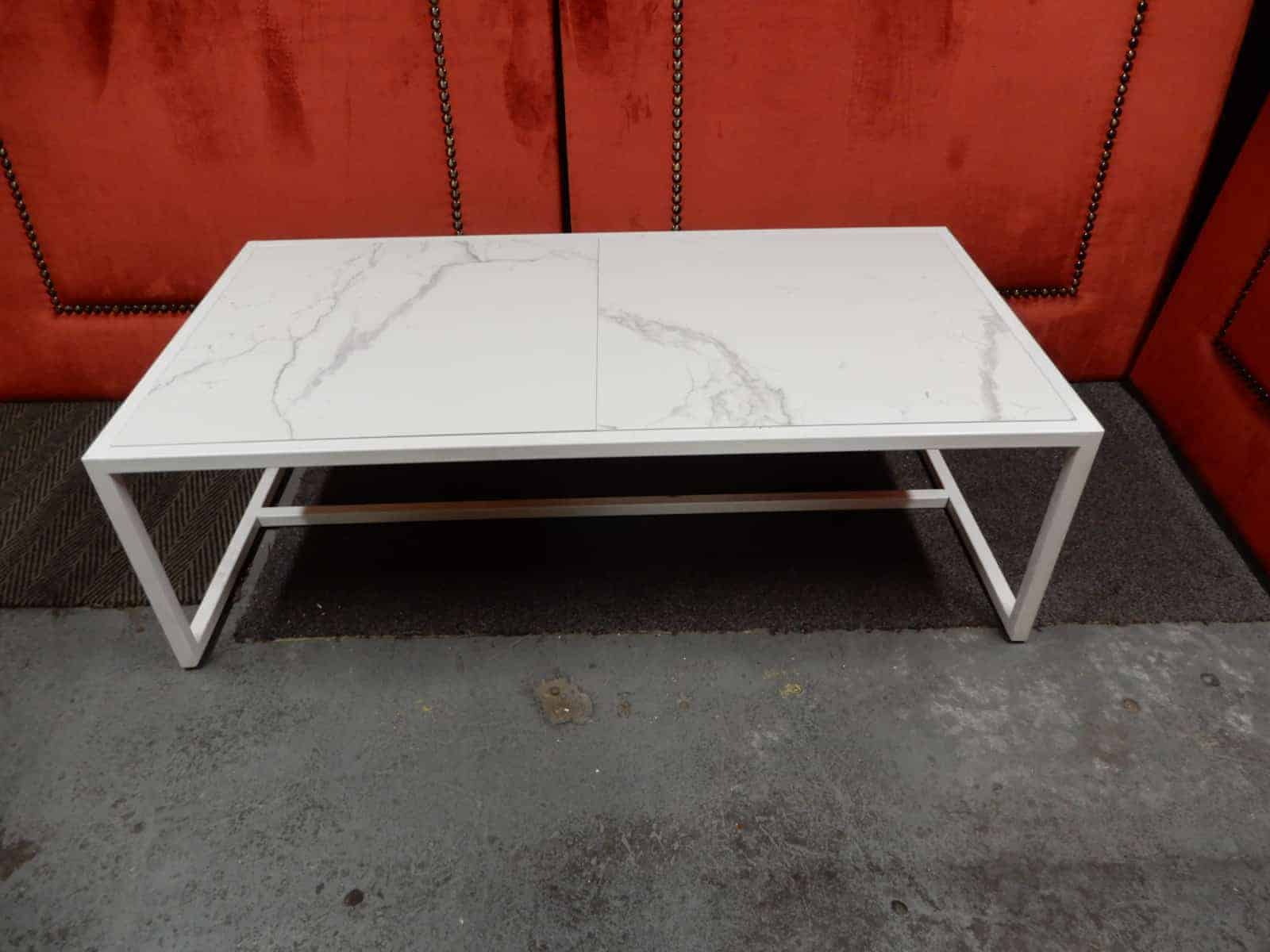 white metal table